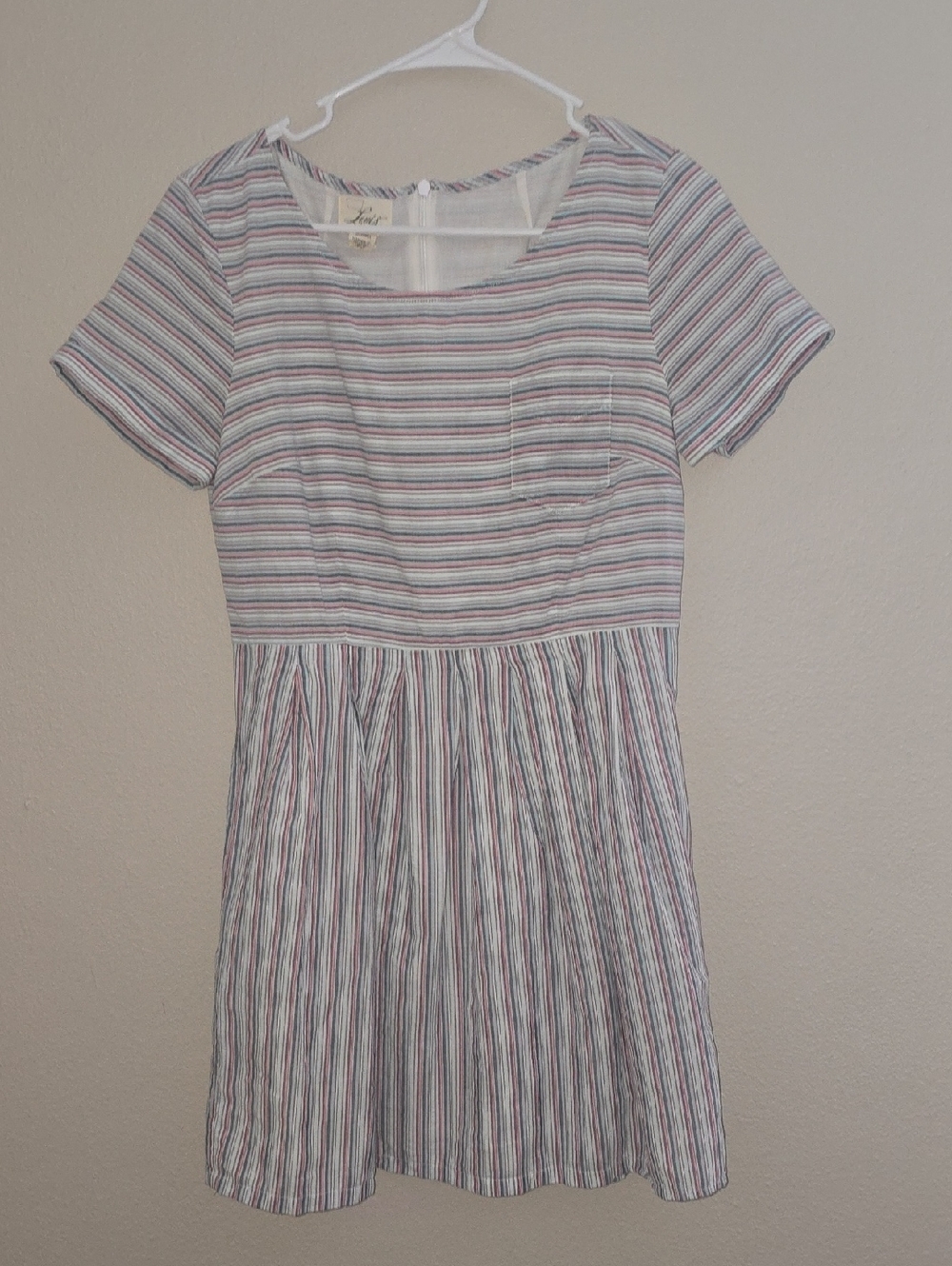 Levi's Short Sleeve Striped Casual Dress - White, Blue, Pink